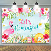 Blumen Und Flamingo Lasst uns Hamingle Geburtstag Hintergrund